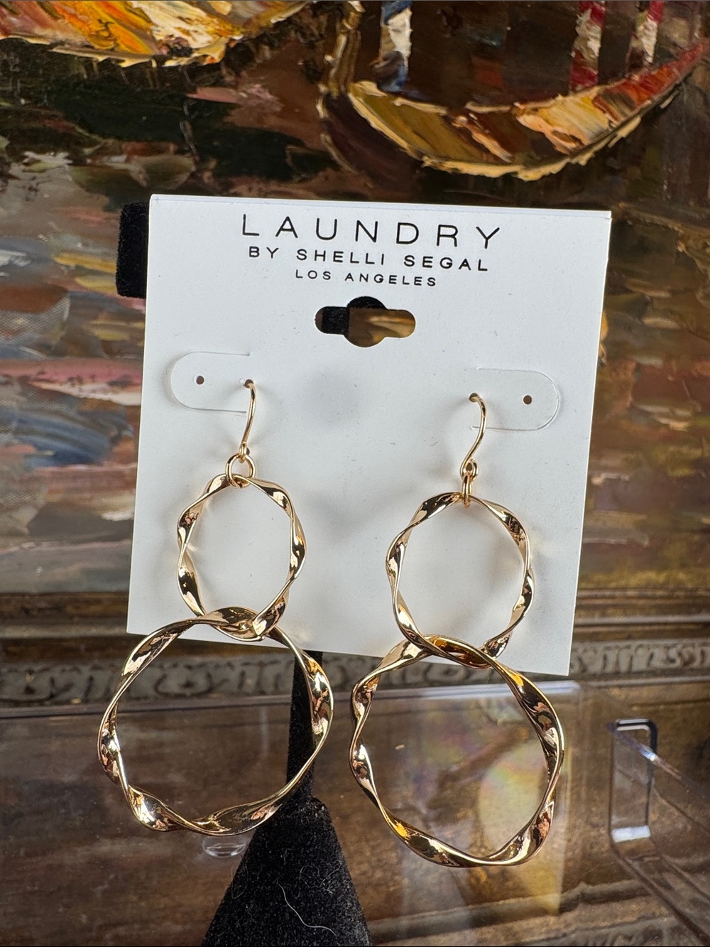 0757-Laundry By‎ Shelli Segal Polished Gold Double Link Drop Earrings